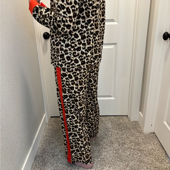 Leopard Print Pajama Set with Red Accents or can wear out to eat - Picture 4 of 13